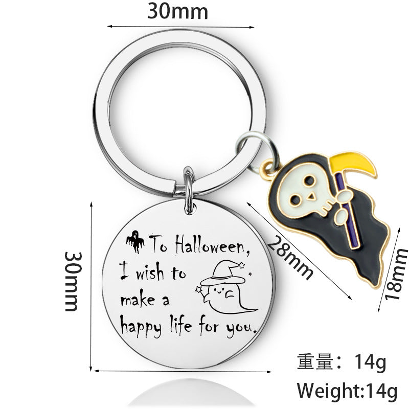 Wholesale Halloween Double Sided Stainless Steel New Cartoon Ghost Keychain